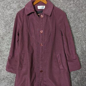 Vtg Sherwood Of Ohio Women's Size 10 Maroon / Red Wool Long Peacoat Overcoat